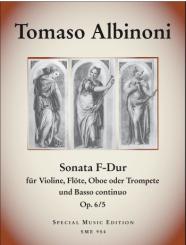 Albinoni, Tomaso: Sonata F-Dur op.6,5 für Violine oder Flöte,Oboe (Trompete) und Bc, Partitur und Stimmen 