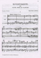 Arnold, Malcolm: Divertimento für Flöte, Oboe und Klarinette, Partitur 