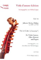 Böhm, Johann Michael: Trio G-Dur für Viola d'amore, Oboe d'amore und Fagott, Partitur und Stimmen 