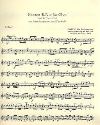 Bach, Carl Philipp Emanuel: Konzert B-Dur Wq164 für Oboe, Streichorchester und Cembalo, Stimmensatz (3-3-2-3) 