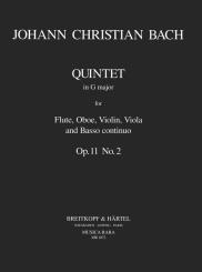 Bach, Johann Christian: Quintett G-Dur Nr.2 op.11 für Flöte, Oboe, Violine, Viola und Bc, Partitur und Stimmen 