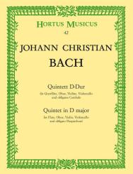 Bach, Johann Christian: Quintett D-Dur für Flöte, Oboe, Violine, Violoncello und Cembalo, Partitur und 4 Stimmen 