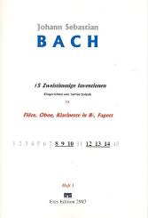 Bach, Johann Sebastian: 15 zweistimmige Inventionen Band 3 für Flöte, Oboe, Klarinette und Fagott, Partitur und Stimmen 