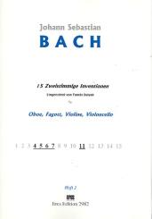 Bach, Johann Sebastian: 15 zweistimmige Inventionen Band 2 für Oboe, Fagott, Violine und Violoncello, Partitur und Stimmen 