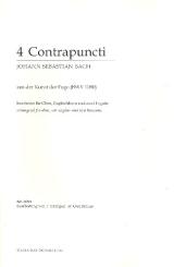 Bach, Johann Sebastian: 4 Contrapuncti aus der Kunst der Fuge BWV1080 für Oboe, Englischhorn und 2 Fagotte, Partitur und Stimmen 