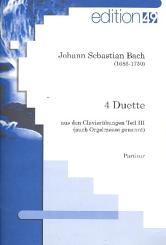 Bach, Johann Sebastian: 4 Duette aus den Clavierübungen Teil 3 für Flöte (Oboe/Violine) und Fagott (Violoncello), Partitur und Stimmen 