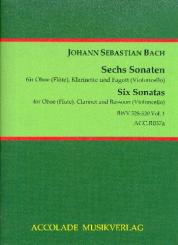 Bach, Johann Sebastian: 6 Triosonaten Band 1 (BWV525-527) für Orgel für Oboe (Flöte), Klarinette und Fagott (Violoncello), Partitur und Stimmen 