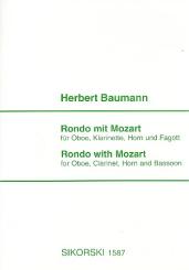 Baumann, Herbert *1925: Rondo mit Mozart für Oboe, Klarinette, Horn, Fagott, Partitur und Stimmen 