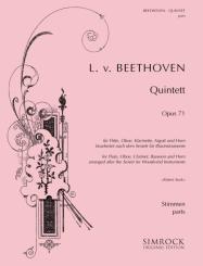 Beethoven, Ludwig van: Quintett op.71 für Flöte, Oboe, Klarinette, Horn und Fagott, Stimmen 