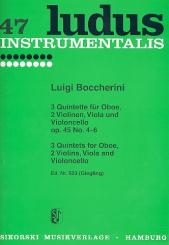 Boccherini, Luigi: 3 Quintette op. 45,4-6 für Oboe und Streichquartett, Stimmen 