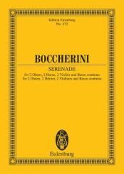 Boccherini, Luigi: Serenade D-Dur für 2 Violinen, Bass, 2 Oboen 2 Hörner und Bc, Studienpartitur 