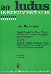 Boccherini, Luigi: Sextett Es-Dur op.42,2 für Oboe, Fagott, Horn, Violine, Viola und Kontrabaß,   Stimmen 