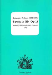 Brahms, Johannes: Sextet Bb major op.18 for 2 flutes, 2 oboes, 2 clar, 2 horns, 2 bassoons,  score and parts 