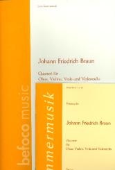 Braun, Johann Friedrich: Quartett für Oboe, Violine, Viola und Violoncello, Studienpartitur und Stimmen 