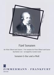 Cimarosa, Domenico: 5 Sonaten Band 1 für Flöte (Oboe) und Gitarre, Stimmen 