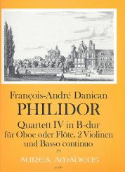 Danican Philidor, Francois-André (der Jüngere): Quartett B-Dur Nr.4 für Oboe (Flöte), 2 Violinen und Bc, Partitur (=Klavier) und Stimmen 