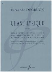 Decruck, Fernande: Chant lyrique op.69 pour flûte, hautbois, clarinette, basson, cor en fa et piano, partition et parties 
