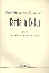 Ditters von Dittersdorf, Karl: Partita B-Dur Nr.9 für 2 Oboen, 2 Hörner und Fagott, Partitur und Stimmen 
