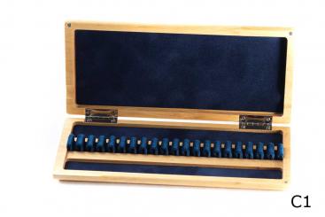 Estuche de madera para 20 cañas de oboe - Abedul / Tela azul (C1) 