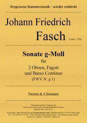 Fasch, Johann Friedrich: Sonate g-Moll (FWV N: g1) für 2 Oboen, Fagott und Bc, Partitur und Stimmen 