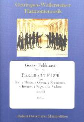 Feldmayr, Johann Georg: Parthia in F-Dur für 2 Flöten, 2 Oboen, 2 Klarinetten, 3 Hörner, 2 Fagotte und, Violone,  Partitur und Stimmen 