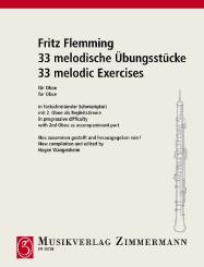 Flemming, Fritz: 33 melodische Übungsstücke für Oboe (2. Oboe ad lib.) 
