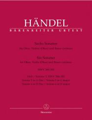 Händel, Georg Friedrich: 6 Sonaten Band 3 (Nr.5+6 HWV384-385) für Oboe, Violine (Oboe) und Bc 