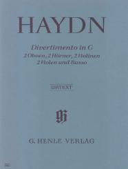 Haydn, Franz Joseph: Divertimento G-Dur Hob.II:9 für 2 Oboen, 2 Hörner, 2 Violinen, 2 Violen und Bc, Partitur und Stimmen 