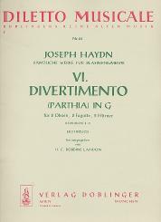 Haydn, Franz Joseph: DIVERTIMENTO G-DUR NR.6 HOB.II:3 FUER 2 OBOEN, 2 FAGOTTE, 2 HOERNER, PARTITUR UND STIMMEN 