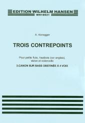 Honegger, Arthur: Contrepoint no.3 pour petite flute, hautbois (cor angl), violon et violoncelle, partition et parties 