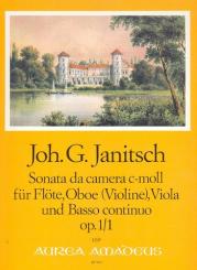 Janitsch, Johann Gottlieb: Sonata da camera c-moll op.1,1 für Flöte, Oboe (Vl), Viola und Bc, Partitur und Stimmen 