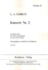 Lebrun, Ludwig August: Konzert g-Moll Nr.2 für Oboe und Orchester Violine 2 