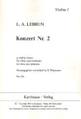 Lebrun, Ludwig August: Konzert g-Moll Nr.2 für Oboe und Orchester Violine 1 