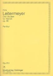 Leitermeyer, Fritz: 3 Studien op.90 für Flöte, Oboe, Klarinette, Horn, Fagott und Streichquartett, Studienpartitur 