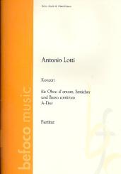Lotti, Antonio: Konzert A-Dur für Oboe d'amore, Streicher und Bc, Partitur 