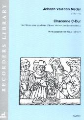 Meder, Johann Valentin: Chaconne C-Dur für 2 Blockflöten (Flöten/Oboen/Violinen) und Bc, Partitur und Stimmen (Bc ausgesetzt) 
