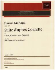 Milhaud, Darius: Suite d'apres Corrette for oboe, clarinet and bassoon, score and parts 