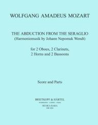 Mozart, Wolfgang Amadeus: Die Entführung aus dem Serail für 2 Oboen, 2 Klarinetten, 2 Fagotte und 2 Hörner, Partitur und Stimmen 