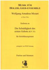 Mozart, Wolfgang Amadeus: Die Schuldigkeit des ersten Gebots (KV 35) für Flöte, Oboe, Klarinette in Bb, Horn in F und Fagott, Partitur und Stimmen 
