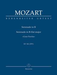 Mozart, Wolfgang Amadeus: Serenade B-Dur KV361 für 2 Oboen, 2 Klarinetten, 2 Bassetthörner, 4 Hörner, 2 Fagotte, Kontrabaß,  Studienpartitur 
