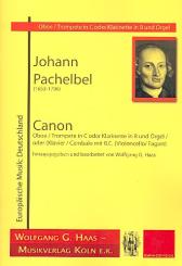Pachelbel, Johann: Canon für Oboe (Trompete/Klarinette) und Orgel (Klavier/Cembalo), Partitur und Stimmen 