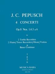 Pepusch, Johann Christoph: Concerto F-Dur op.8,4 für für 2 Altblockflöten (Flöten, Tenorblockflöte, Oboen, Violinen) und Bc, Partitur und Stimmen 