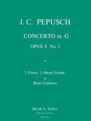 Pepusch, Johann Christoph: Konzert G-Dur op.8,2 für 2 Flöten, 2 Oboen (Violinen) und Bc, Partitur und Stimmen 