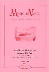Pfeiffer, Johann: Sonate G-Dur für Flöte, Oboe, Horn und Bass (Bc), Partitur und Stimmen (Bc nicht ausgesetzt) 