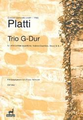 Platti, Giovanni Benedetto: Trio G-Dur für Altflöte (Flöte), Violine (Flöte/Oboe) und Bc, Partitur und Stimmen 