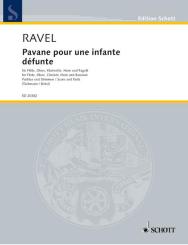 Ravel, Maurice: Pavane pour une infante défunte für Flöte, Oboe, Klarinette, Horn und Fagott, Partitur und Stimmen 