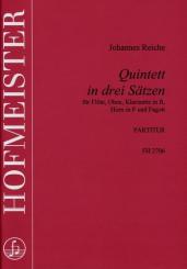 Reiche, Johannes: Quintett in 3 Sätzen für Flöte, Oboe, Klarinette, Horn und Fagott, Partitur 