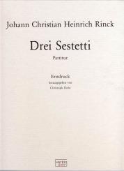 Rinck, Johann Christian Heinrich: 3 Sestetti für Cembalo, Violine, Viola, Violoncello und Klarinette (Oboe), Partitur, gebunden 