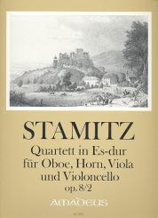 Stamitz, Karl Philipp: Quartett Es-Dur op.8,2 für Oboe, Horn, Viola und Violoncello, Partitur und Stimmen 