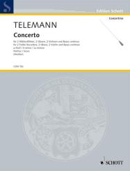 Telemann, Georg Philipp: Concerto a-Moll für 2 Alt-Blockflöten (Flöten), 2 Oboen (Violinen, Tenor-Blockflöten), Partitur - = Klavier, Cembalo 